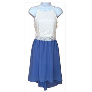 *NWT by & by Juniors 7 Dress Lace Blue White Fairycore Balletcore Coquette hi-lo